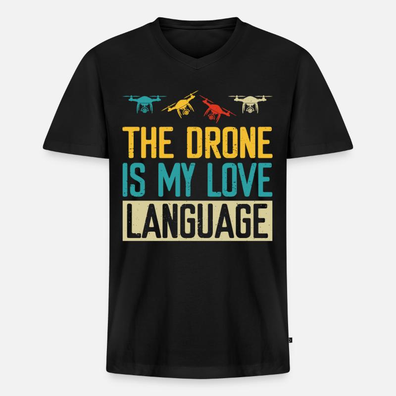 Drohne - Männer Premium Bio T-Shirt mit V-Ausschnitt - Schwarz