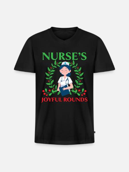 Infirmière Joyful Rounds Infirmière - T-shirt encolure en V Premium bio Homme - noir