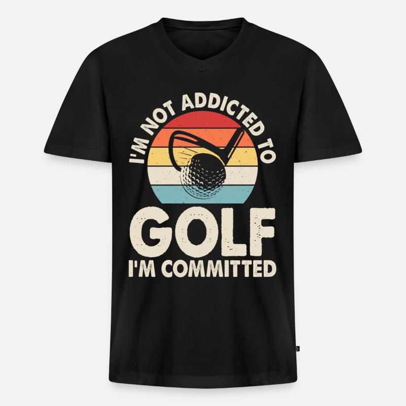 Golf Golfer - Männer Premium Bio T-Shirt mit V-Ausschnitt - Schwarz