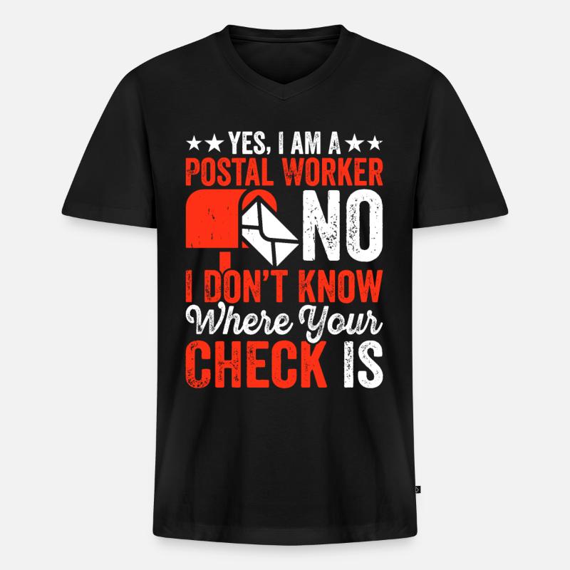 Briefträger Postbote - Männer Premium Bio T-Shirt mit V-Ausschnitt - Schwarz