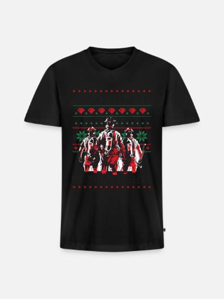 Tapperhed i julelysenes skær - ild - Premium økologisk T-shirt med V-hals til mænd - sort
