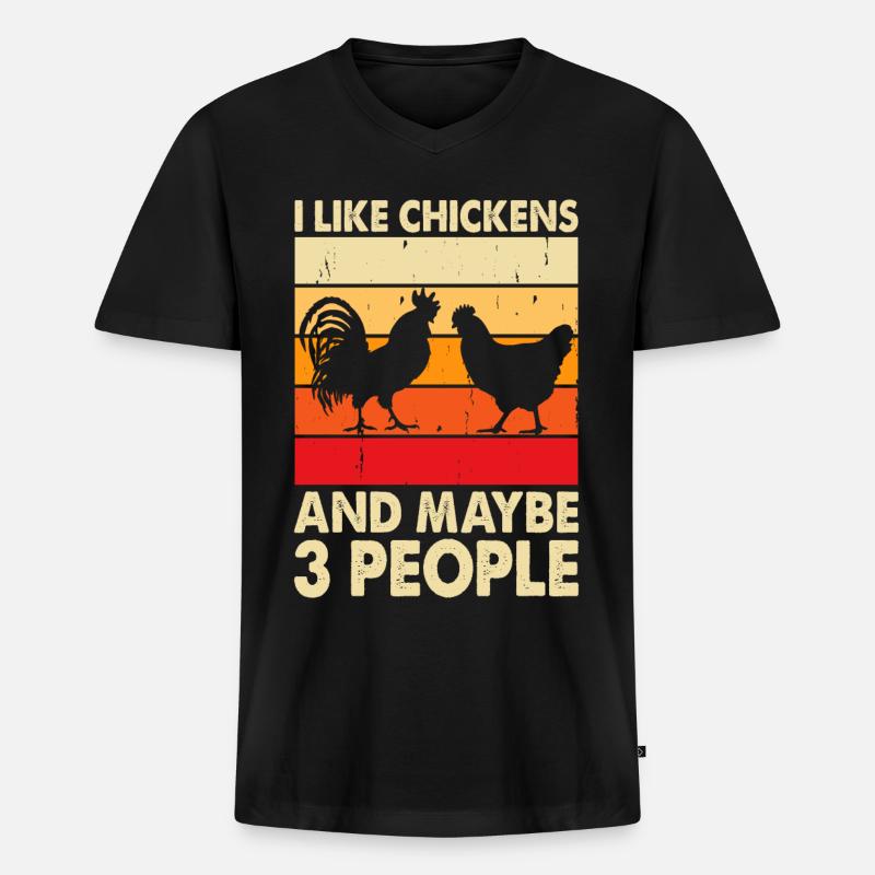 Hühner Huhn - Männer Premium Bio T-Shirt mit V-Ausschnitt - Schwarz