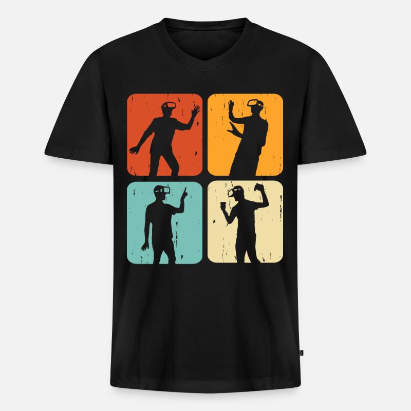 VR Virtuel Reality - Männer Premium Bio T-Shirt mit V-Ausschnitt - Schwarz