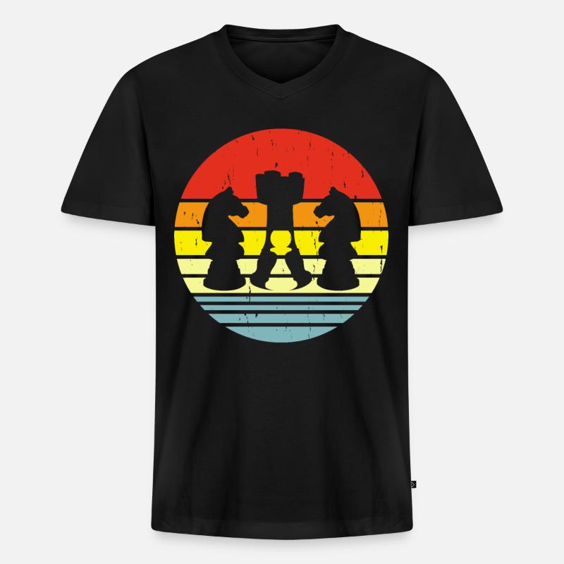 Schach - Männer Premium Bio T-Shirt mit V-Ausschnitt - Schwarz