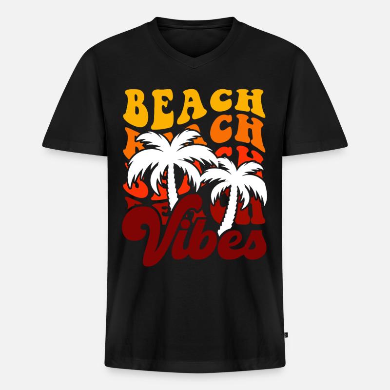 Beach Vibes - Männer Premium Bio T-Shirt mit V-Ausschnitt - Schwarz