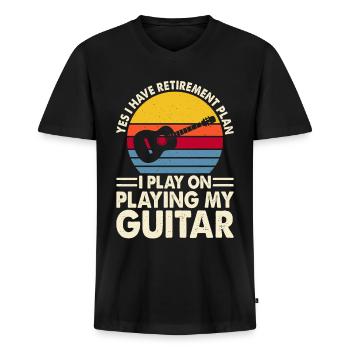 Gitarre Gitarrist - Männer Premium Bio T-Shirt mit V-Ausschnitt - Schwarz - Vorne - Nico (187cm)