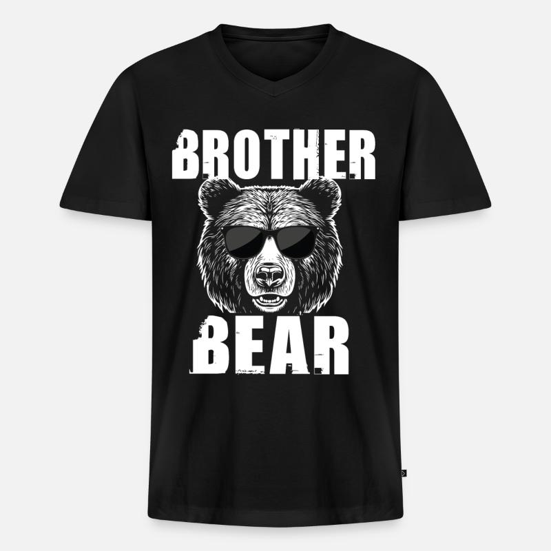 Brother Bear - Männer Premium Bio T-Shirt mit V-Ausschnitt - Schwarz