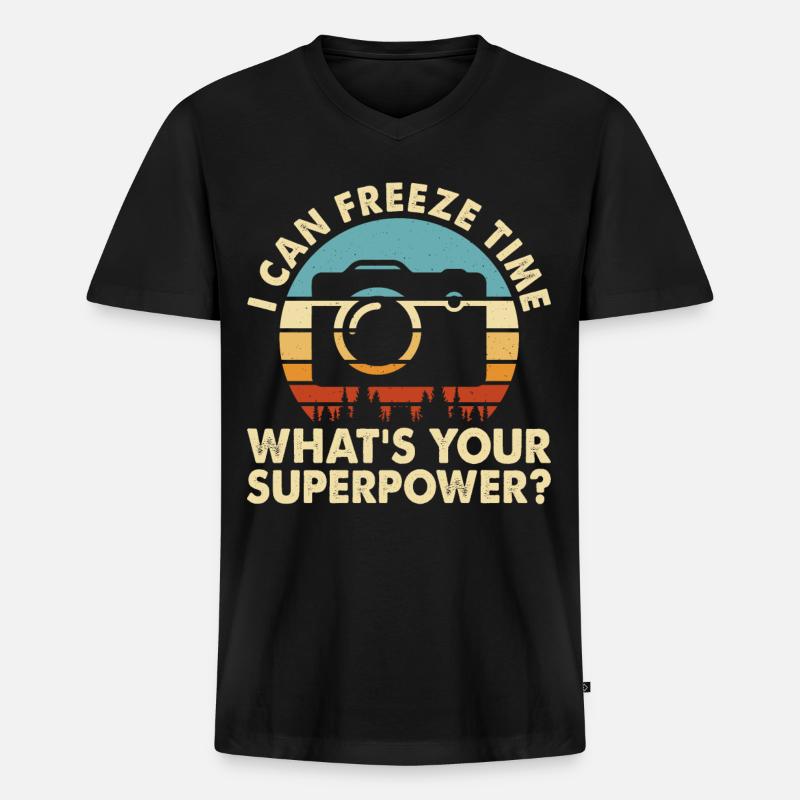 Fotograf - Männer Premium Bio T-Shirt mit V-Ausschnitt - Schwarz