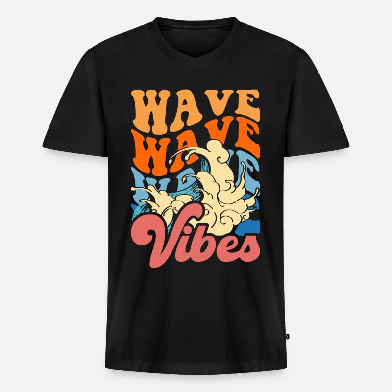 Surfer Surfen - Männer Premium Bio T-Shirt mit V-Ausschnitt - Schwarz