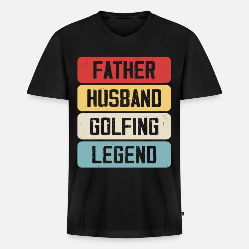 Golf Golfer - Männer Premium Bio T-Shirt mit V-Ausschnitt - Schwarz