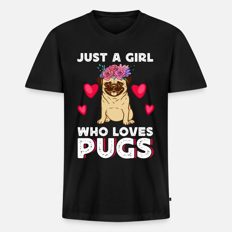 Mops - Männer Premium Bio T-Shirt mit V-Ausschnitt - Schwarz