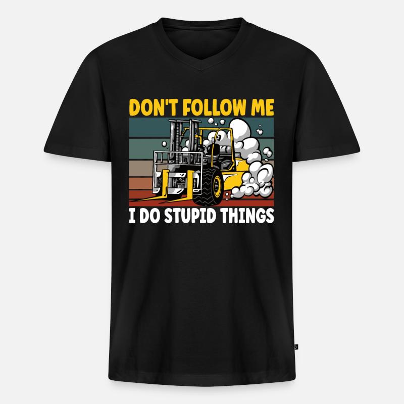 Staplerfahrer - Männer Premium Bio T-Shirt mit V-Ausschnitt - Schwarz