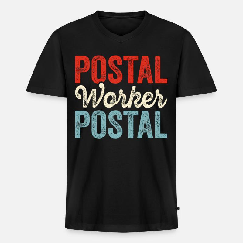 Briefträger Postbote - Männer Premium Bio T-Shirt mit V-Ausschnitt - Schwarz