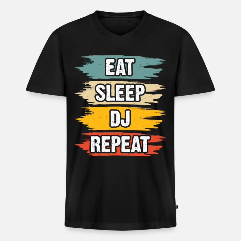 Dj - Männer Premium Bio T-Shirt mit V-Ausschnitt - Schwarz
