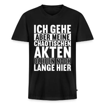 Abschiedsgeschenk Kollege Jobwechsel - Männer Premium Bio T-Shirt mit V-Ausschnitt - Schwarz - Vorne - Nico (187cm)