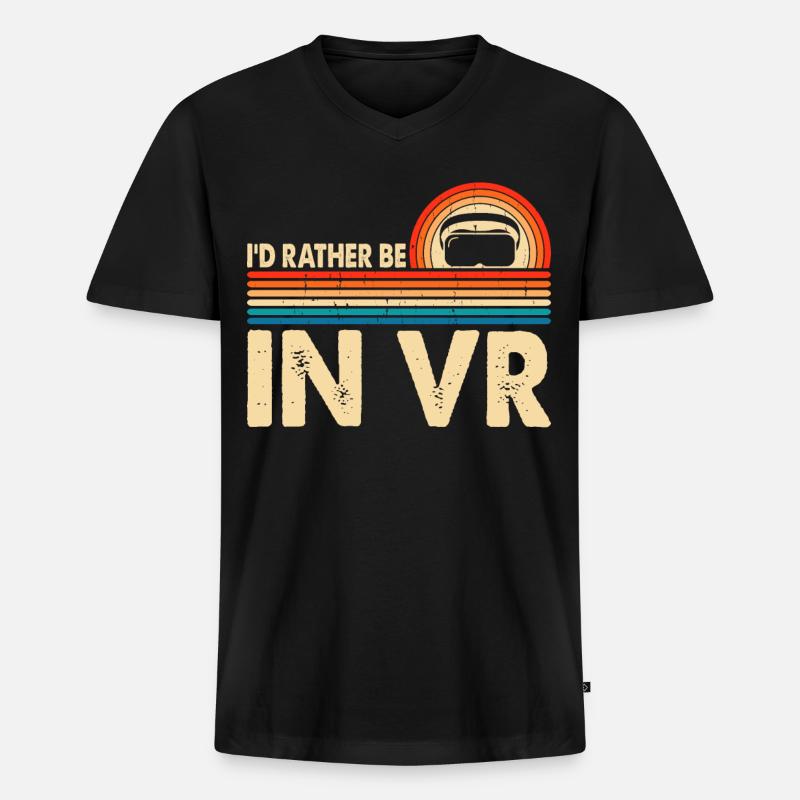 VR Virtuel Reality - Männer Premium Bio T-Shirt mit V-Ausschnitt - Schwarz
