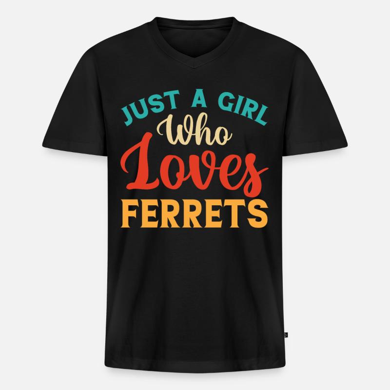 Frettchen - Männer Premium Bio T-Shirt mit V-Ausschnitt - Schwarz