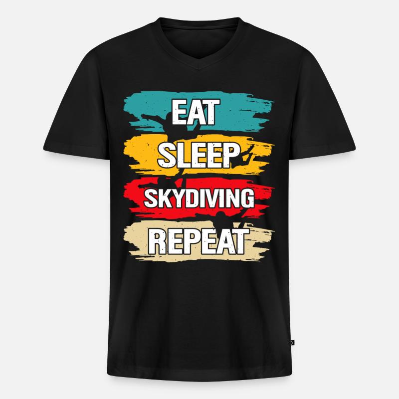 Skydiving - Männer Premium Bio T-Shirt mit V-Ausschnitt - Schwarz