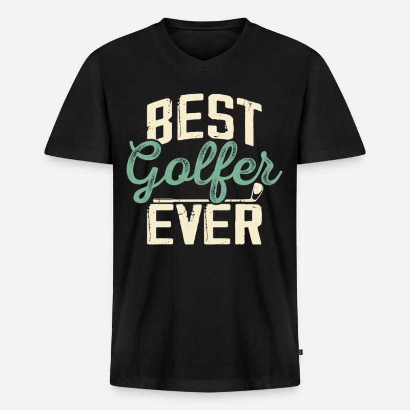 Golf Golfer - Männer Premium Bio T-Shirt mit V-Ausschnitt - Schwarz