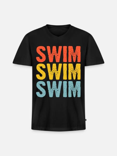 Nageurs - T-shirt encolure en V Premium bio Homme - noir