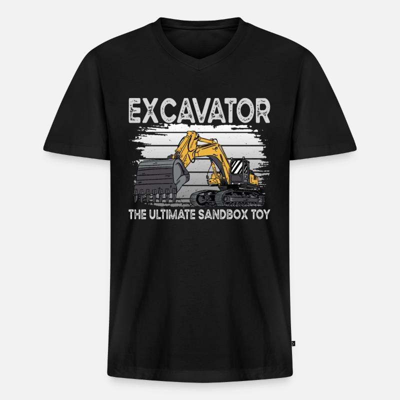 Bagger Sandkasten - Männer Premium Bio T-Shirt mit V-Ausschnitt - Schwarz