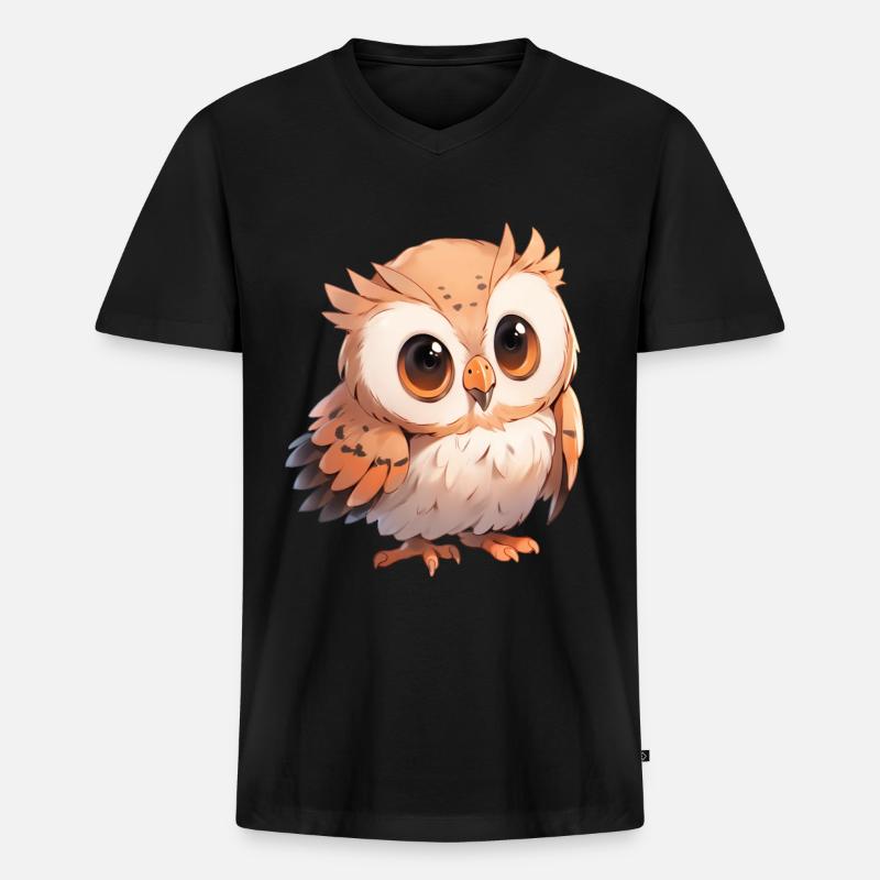 Eule - Männer Premium Bio T-Shirt mit V-Ausschnitt - Schwarz