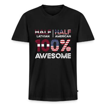 Lettische amerikanische Patriotin USA Gewachsen - Männer Premium Bio T-Shirt mit V-Ausschnitt - Schwarz - Vorne - Nico (187cm)