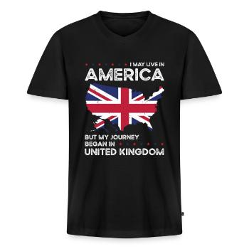 British American Patriot USA Grown United Kingdom - Men's Premium Organic T-shirt with V-neck - black - Front - Nico (187cm)