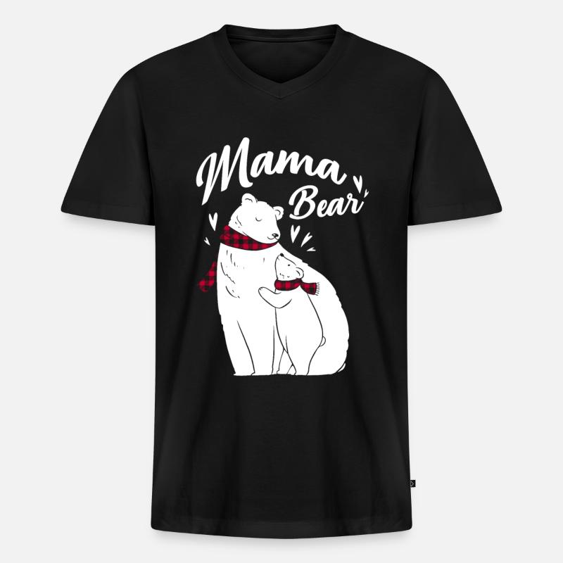 Mama Bear - Männer Premium Bio T-Shirt mit V-Ausschnitt - Schwarz