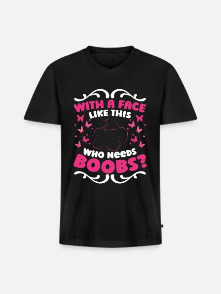 Brustkrebs-Anstecker Schleife - Männer Premium Bio T-Shirt mit V-Ausschnitt - Schwarz