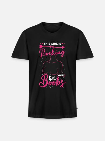 Breast Cancer Pins Ribbon Breast Cancer Awareness - Men's Premium Organic T-shirt with V-neck - black