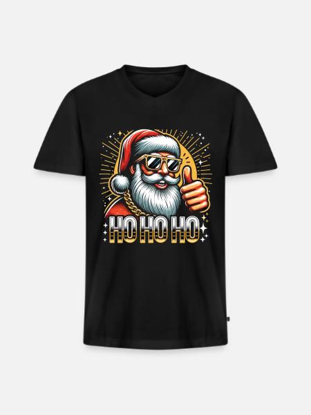 Ho Ho Ho - Men's Premium Organic T-shirt with V-neck - black