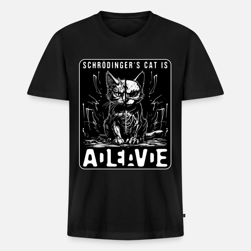 Schrodinger's Cat Dead And Alive - Männer Premium Bio T-Shirt mit V-Ausschnitt - Schwarz
