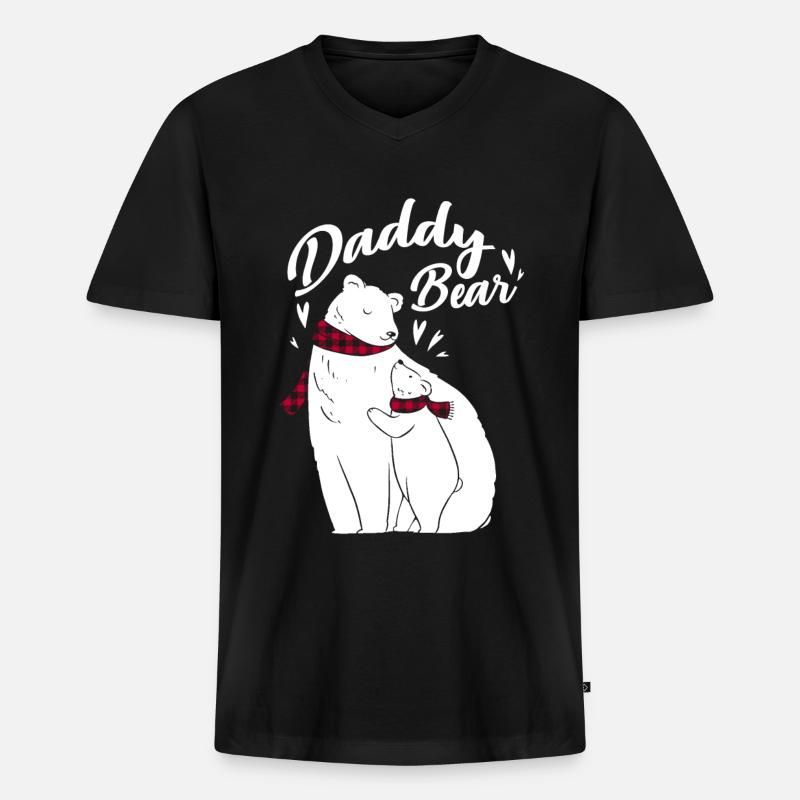 Daddy Bear - Männer Premium Bio T-Shirt mit V-Ausschnitt - Schwarz