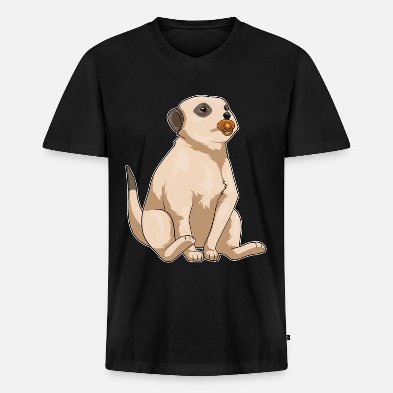 Erdmännchen Baby Schnuller - Männer Premium Bio T-Shirt mit V-Ausschnitt - Schwarz