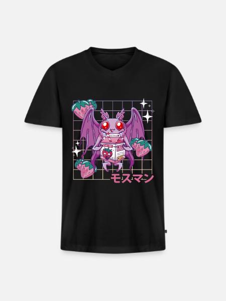 Mothman Strawberry Milk Shake - Men's Premium Organic T-shirt with V-neck - black