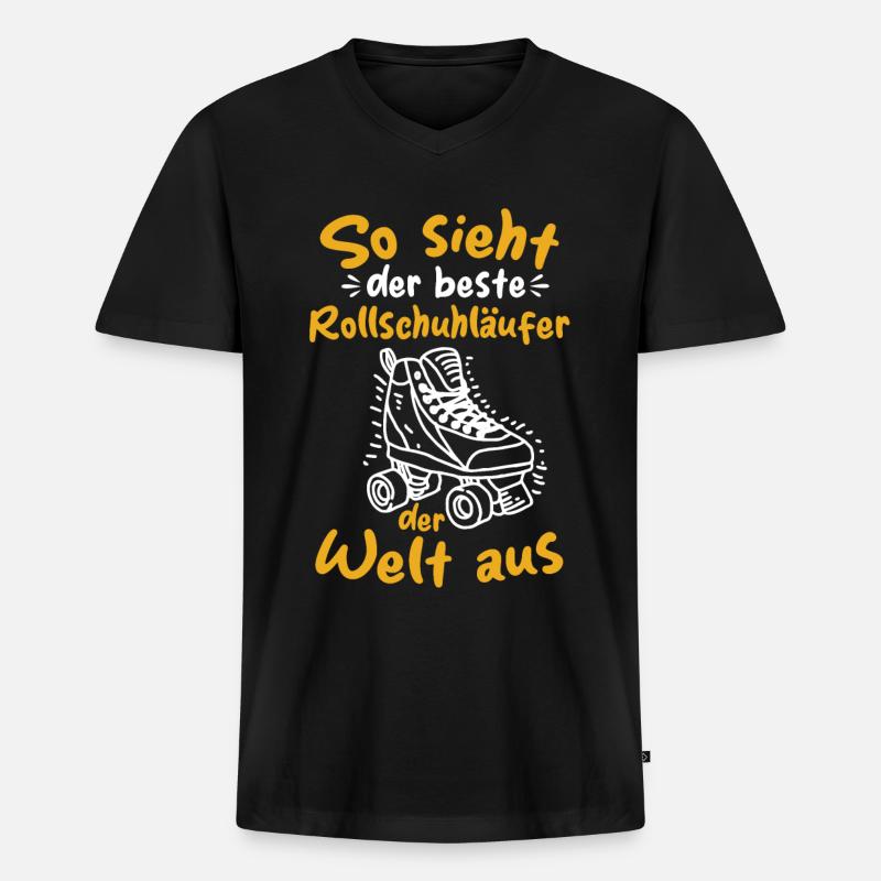 Rollschuh Rollschuhfahrer Rollschuhläufer - Männer Premium Bio T-Shirt mit V-Ausschnitt - Schwarz