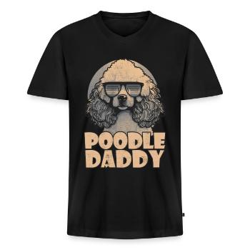 Poodle Daddy - Männer Premium Bio T-Shirt mit V-Ausschnitt - Schwarz - Vorne - Nico (187cm)