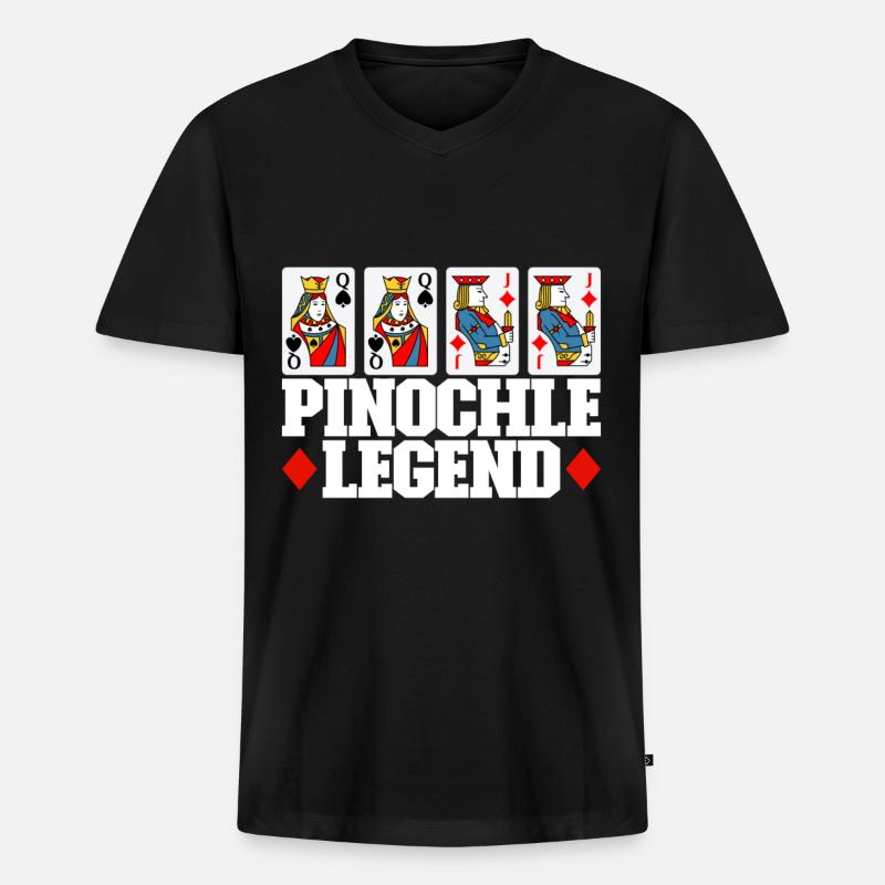 Binokel Pinochle - Männer Premium Bio T-Shirt mit V-Ausschnitt - Schwarz