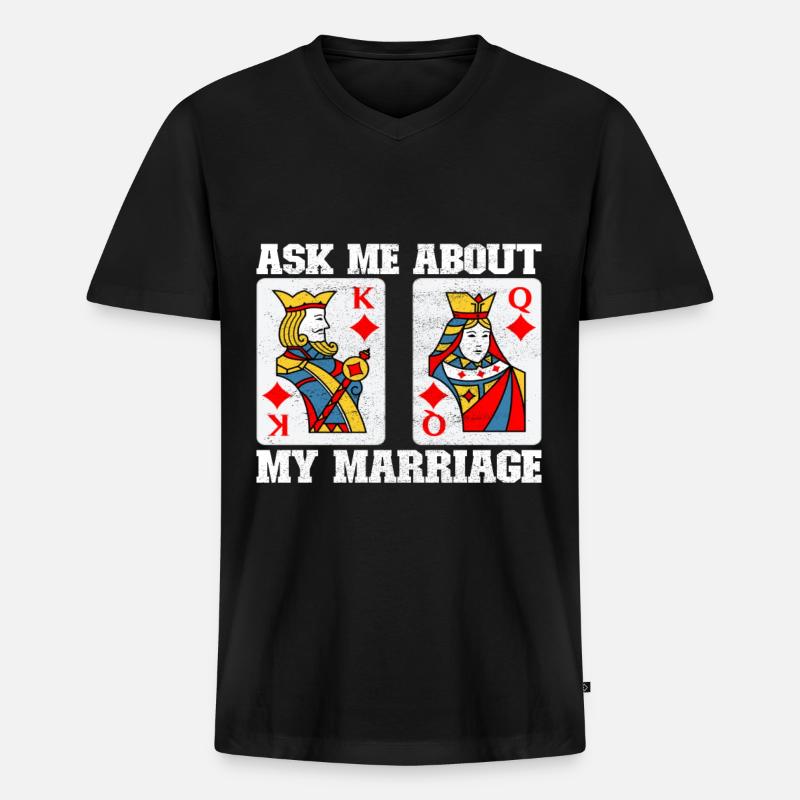 Binokel Pinochle - Männer Premium Bio T-Shirt mit V-Ausschnitt - Schwarz