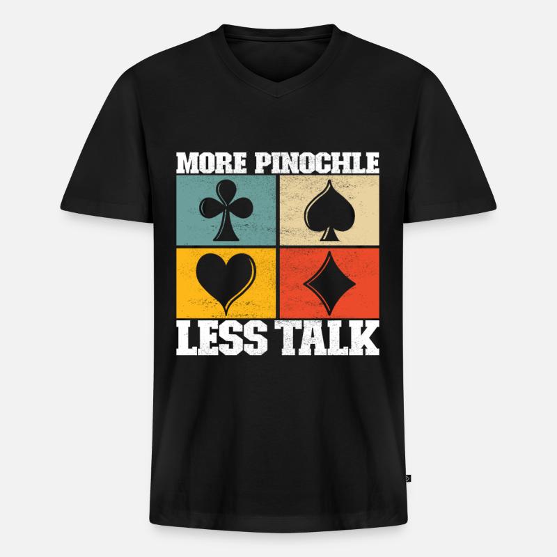 Binokel Pinochle - Männer Premium Bio T-Shirt mit V-Ausschnitt - Schwarz