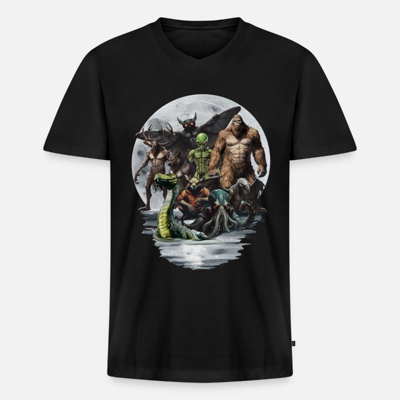 Cryptid Group - Männer Premium Bio T-Shirt mit V-Ausschnitt - Schwarz