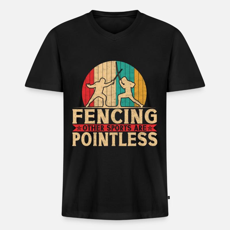 Fechtsport Fechter Säbelfechter - Männer Premium Bio T-Shirt mit V-Ausschnitt - Schwarz