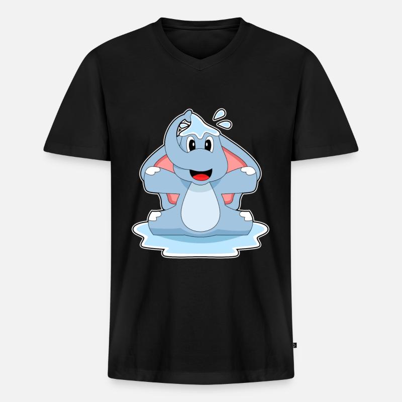 Elefant Planschen Wasser - Männer Premium Bio T-Shirt mit V-Ausschnitt - Schwarz