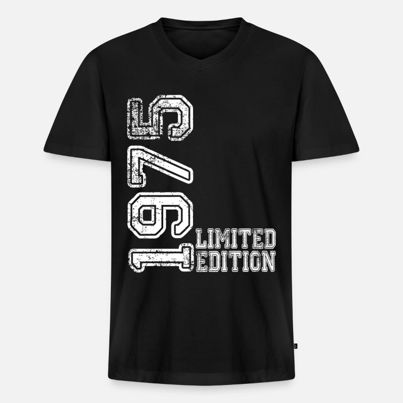 Limited Edition 1975 - Männer Premium Bio T-Shirt mit V-Ausschnitt - Schwarz