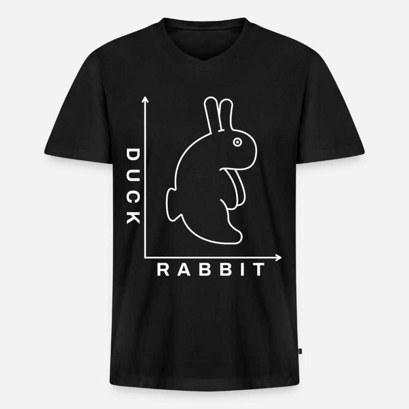 Rabbit Duck Illusion - Männer Premium Bio T-Shirt mit V-Ausschnitt - Schwarz