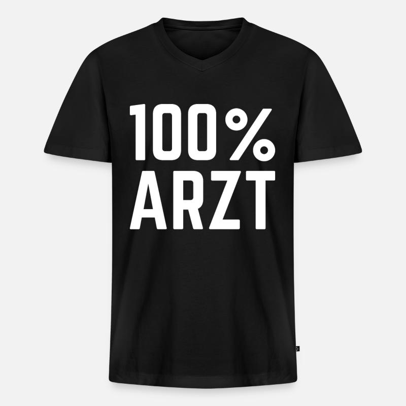 Doktor - 100% Arzt - Männer Premium Bio T-Shirt mit V-Ausschnitt - Schwarz