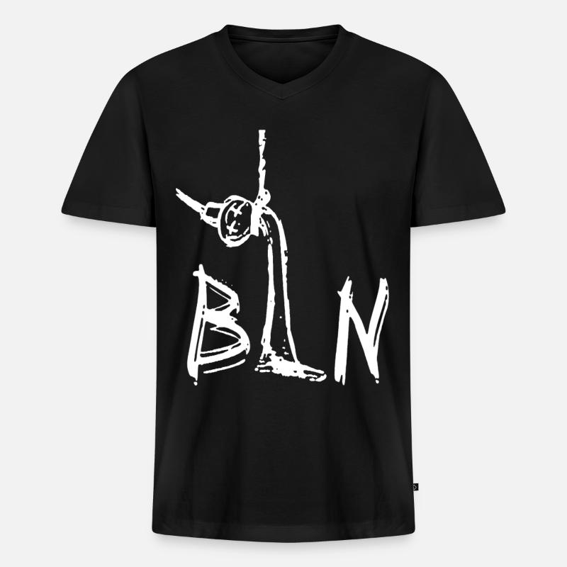 Berlin - BLN - Männer Premium Bio T-Shirt mit V-Ausschnitt - Schwarz