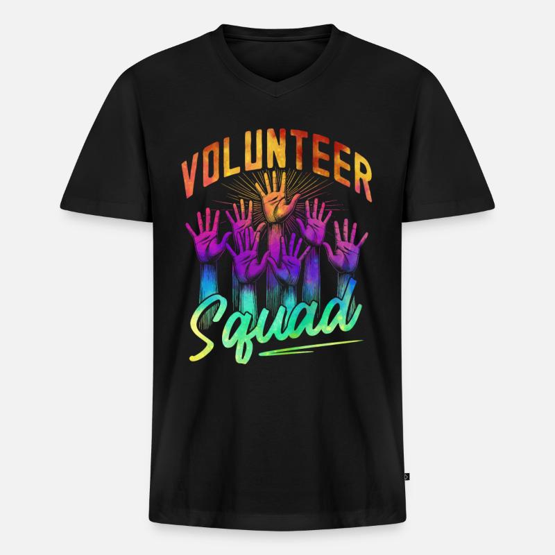 Volunteer Squad - Männer Premium Bio T-Shirt mit V-Ausschnitt - Schwarz
