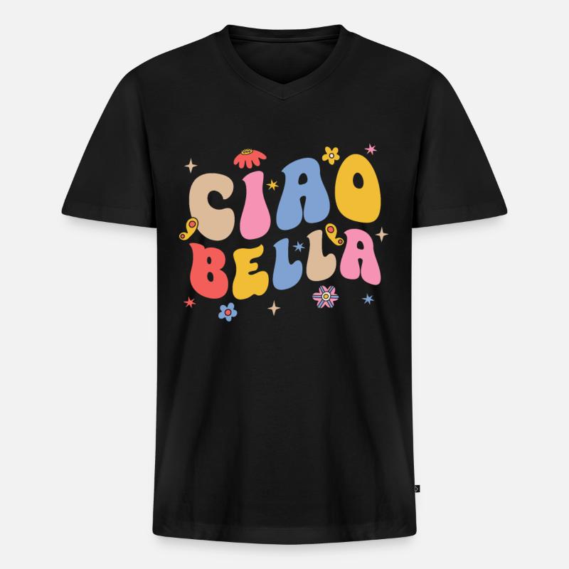 Ciao Bella - Männer Premium Bio T-Shirt mit V-Ausschnitt - Schwarz
